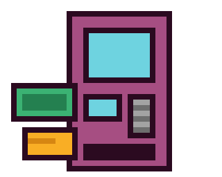 Illustration : borne de recharge avec billet et carte bancaire